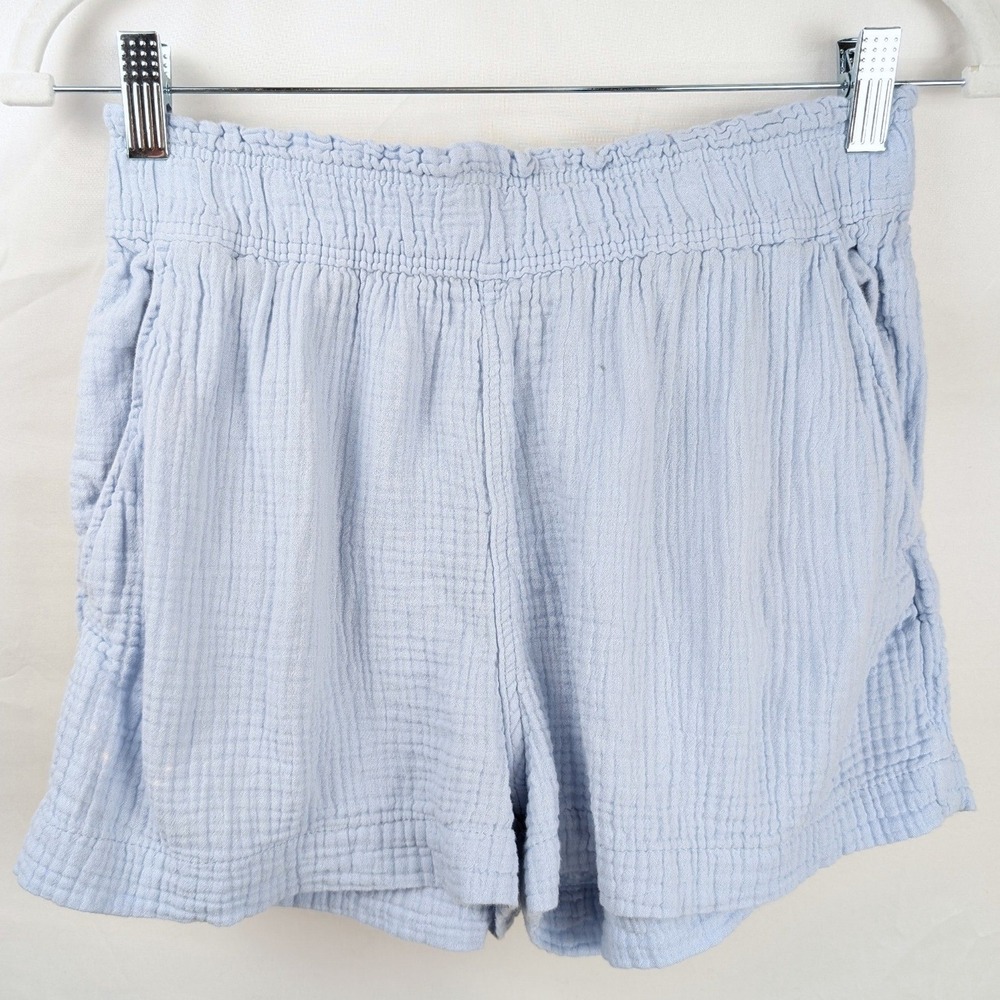 H&M Light Blue Textured Cotton Shorts